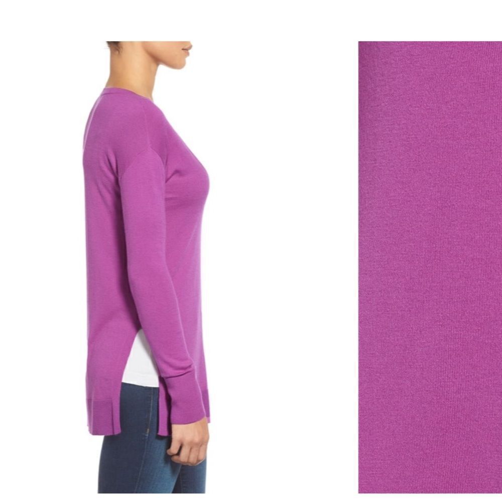 Halogen V-Neck Side Slit Sweater - Picture 4 of 4